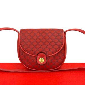 Celine Vintage Macadam Pattern Logo Leather Mini Shoulder Bag